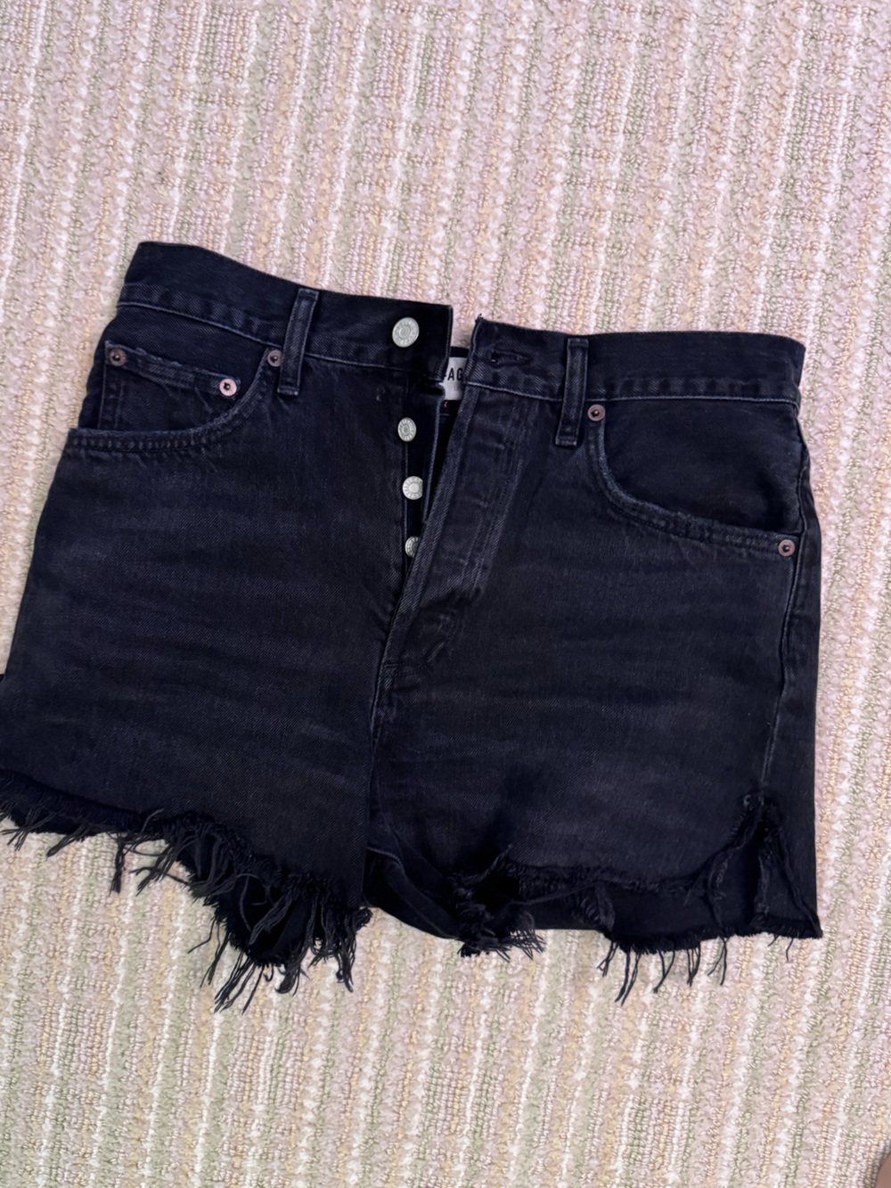 Agolde Black Denim Dee Jean Shorts